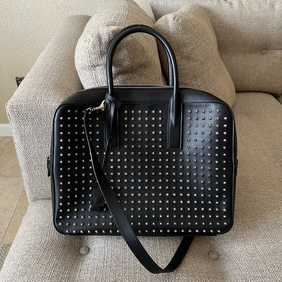 Saint Laurent YSL Sac Museum Black Studded Crossbody Bag NWT - Picture 2 of 16